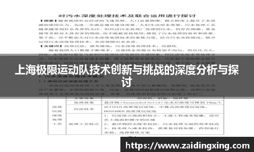 上海极限运动队技术创新与挑战的深度分析与探讨